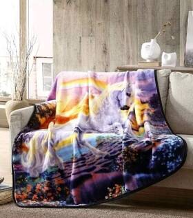 74491 Wild Frontier Unicorn Plush Throw 50 Inch X60 Nwt Super Soft