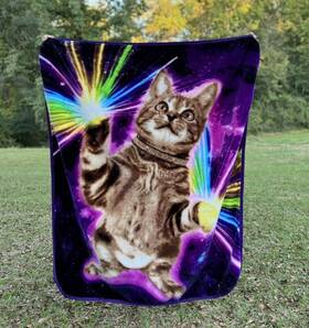 Wild Frontier 847420074408 Cat Throw Blanket Plush Galactic Kitty Rave 50 Inch X60 Lasers