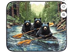 Wm50-082380 Wild Frontier Wilderness Bears Plush Throw 50 Inch X 60 Bear Family Soft Polyester