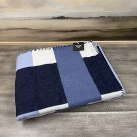 1376112 Williams-sonoma Lesina Merino Wool Throw 51 Inch X70 Blanket Navy Multicolor Nwt
