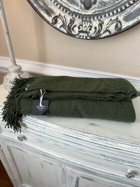 8597329 Williams-sonoma European Solid Cashmere Throw 51 Inch X65 Green Nwt Ob Read