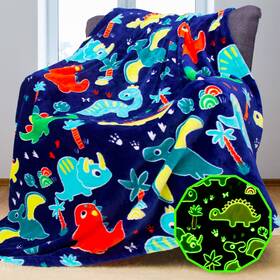 Wmblkt 300828463831 Dinosaur Blanket Glow In The Dark 50 Inch X 60 Dino Throw Gifts For
