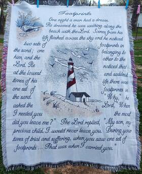 16477 Wmg Footprints In The Sand Throw Blanket Afghan 48 X 70 Inch Fringe Religious