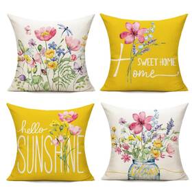 Wokani-036-20 Wokani Spring Outdoor Throw Pillow Covers 20x20 Set Of 2 Garden Flowers Farmhouse Pa