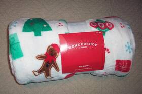0551 Wondershop New Gingerbread Christmas Tree Retro Ornaments Holiday Throw Blanket