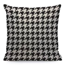 Wo-tpce-tify18 Wondertify Throw Pillow Cover Case Black And White Houndstooth - Soft Linen P