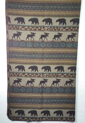 110205 Wooded River 72 X 60 Inch Throw Blanket Brown Bear And Moose Rustic Lodge Pattern