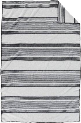 Za174 Woolen Mills Us Made Eco-friendly Washable Wool Blanket Irving Stripe Grey Queen