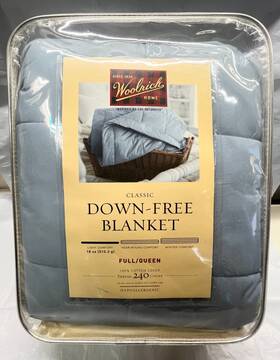 Woolrich 490622011520 Home Down Free Blanket Comforter Full/queen Blue 240 Thread Count New