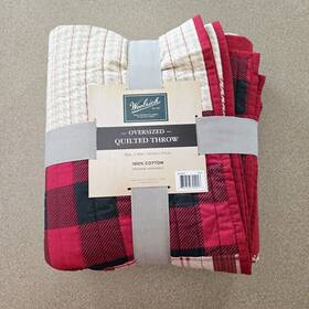 Woolrich 675716792916 Sunset Plaid Patchwork Red Quilted Oversize Throw 50 Inch X 70 New Blanket