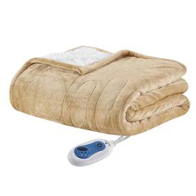 80725499 Woolrich 60 Inch X70 Electric Plush To Berber Throw Blanket Tan -