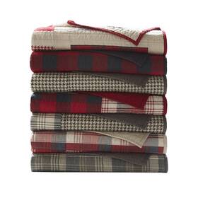 Wr50-1781 Woolrich Quilted Throw Cabin Lifestyle Patchwork With Moose Design All Season Lightweig