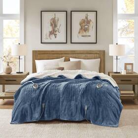 Wr54-1744 Woolrich Heated Plush To Berber Electric Blanket Throw Ultra Soft Knitted Su