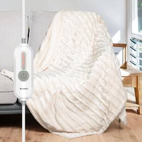 Woomer 973497695742 Heated Throw Electric Blanket 50 Inch X 60 Soft Faux Fur Fast Heating W