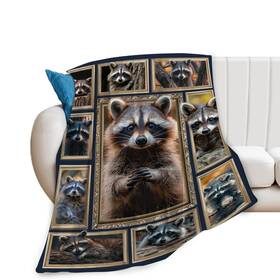 Wosabee 889741934926 Super Soft Warm Raccoon Animal Fleece Throw Blanket - Cozy Fluffy Gift For Wo