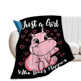 Wosabee 889741935633 Hippo Blanket Soft Cozy Pink Throw Super Fuzzy Fluffy Warm Just