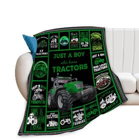 Wosabee 889741971280 Tractor Blanket Soft Cozy Boy Who Loves Truck Lightweight Fleece 50x40 Inch