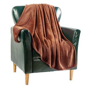 Wpm World Products Mart 812590033593 Flannel Blanket Fleece Throw Queen Size Brown Color All Season Lightweight Plush