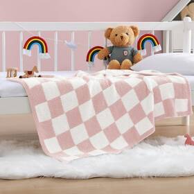 B0cy2qlk8g Wrensonge Checkered Throw Blanket Pink Microfiber Soft Cozy Fluffy Warm Handmade