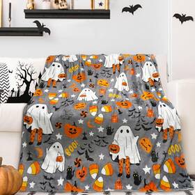 Wscdovf 133390641643 Halloween Blanket Fall Throw Pumpkin Plush Cozy Couch Chair 50x60