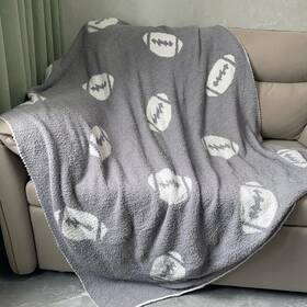 Xing7day 373368514650 Cozy Football Pattern Throw Blanket Lightweight Plush Rugby Grey 50x60 Inch