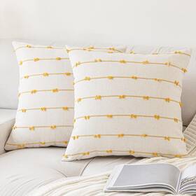 Yellow0124 Yeenaasy 2pc Pillow 2626 Boho Throw Covers 26x26 Set Of 2 Modern Farmhouse Decorative