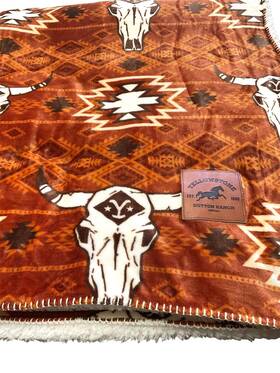 Yellowstone 190604515342 Darby Stripe Throw Blanket Silk Touch Sherpa Longhorn 60x70 Inch