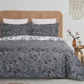Yepins 663992627046 Soft Bedding Duvet Cover Set With Zipper Closure Queen Grey Paisley