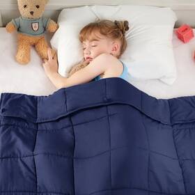 Yescool 706384346481 Navy Weighted Blanket 7 Pounds Cooling 40x60-7lbs Child-blue