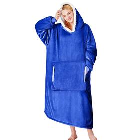 Yescool 732262975757 Wearable Blanket Hoodie For Adults - Cozy Flannel Sherpa Sweatshirt Blue