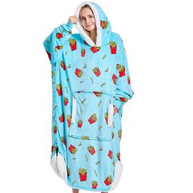 Yescool 732262975801 Cozy Sherpa Fleece Blanket Hoodie - Gifts For Adults/women One Size