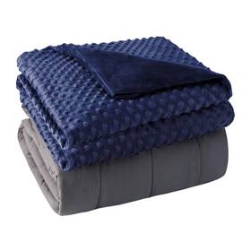 Yescool 732262982335 Weighted Blanket With Cover Removable Soft Blue Queen Size Heavy Micr