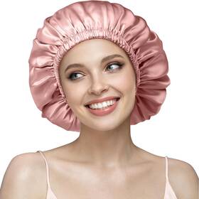 51-00sb-pk01-64-2 Yfong Double Layered 100% Silk Bonnet For Sleeping Women 22 Momme Pure Mulbe
