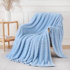 Yiicko 768845101695 Light Blue Throw Blanket For Couch Sofa 60x80 Inches Striped Fleece Blankets