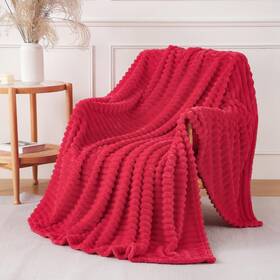 Yiicko 768845101770 Cherry Red Throw Blanket For Couch Sofa 60x80 Inches Striped Fleece Blankets