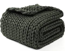 Blanket-40 Ynm Wh-2403092 Chunky Cable Knit Throw Inch X50 Soft Medium-weight Olive Green