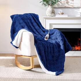 Hl-lte-1318 Yokimisu Heated Throw Blanket 50 Inch X60 - 9-level Fast Heating And 1-10h Timer Fluffy Plu