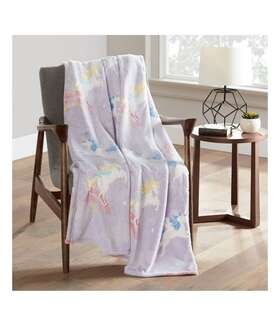 Yz8900686322-07 Your Zone Glow In The Dark Throw Blanket Unicorn Kids Super Soft Fun Gift 50 Inch X 60 Purple