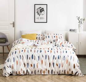Yhgj2019828k502z Yuheguoji Colorful Feather Duvet Cover Queen 100% Cotton 3 Pcs Color 2