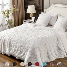Yusoki 754422879774 Twin Size Faux Fur Throw Blanket White 60 Inch X 80 Whithout Pillows Winter Lig
