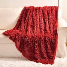 Yusoki 754422879804 Red Faux Fur Throw Blanket 2 Layers 50 Inch X 60 Soft Fluffy Fuzzy Cozy