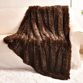 Yusoki 754422879828 Long Faux Fur Throw Blanket For Sofa Couch 2 Layers 2.1lb All Ages Home Decor