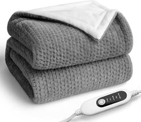 Yvuyvu 781137918245 Heated Blanket Electric Cozy Faux Rabbit Fur And Soft Flannel Warm Heater