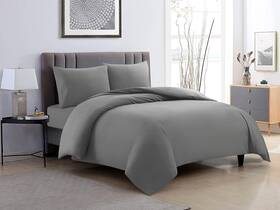 Ze-12 Zenvy Duvet Cover And Fitted Sheet 3pc Set - Includes Twin Gray