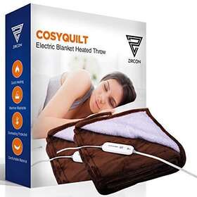 Zircon 631384359998 Electric Blanket Heated Throw Flannel And Sherpa Reversible With Foot Pocket Fa
