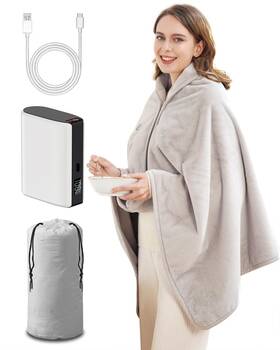 Zireot 701630382732 Heated Blanket Battery Operated With Pack Cordless Usb