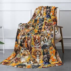 Zminciu 635232100578 Cute Puppy Dog Throw Blanket Cozy Fluffy Plush Soft Flannel Bla