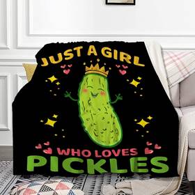 Zoe Davison 095329624369 Pickle Blanket Just A Girl Who Loves Pickles Gift Flannel Blankets Plu