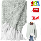 Zsls-001 Langria Knitted Throw Blanket Tassels Wearable Soft Warm Cozy Wrap