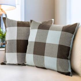 Zh-tpc-2s-bfl-16x16-bw Zulay Kitchen Home Pack Of 2 Buffalo Plaid Throw Pillow Covers - 16x16 Inch